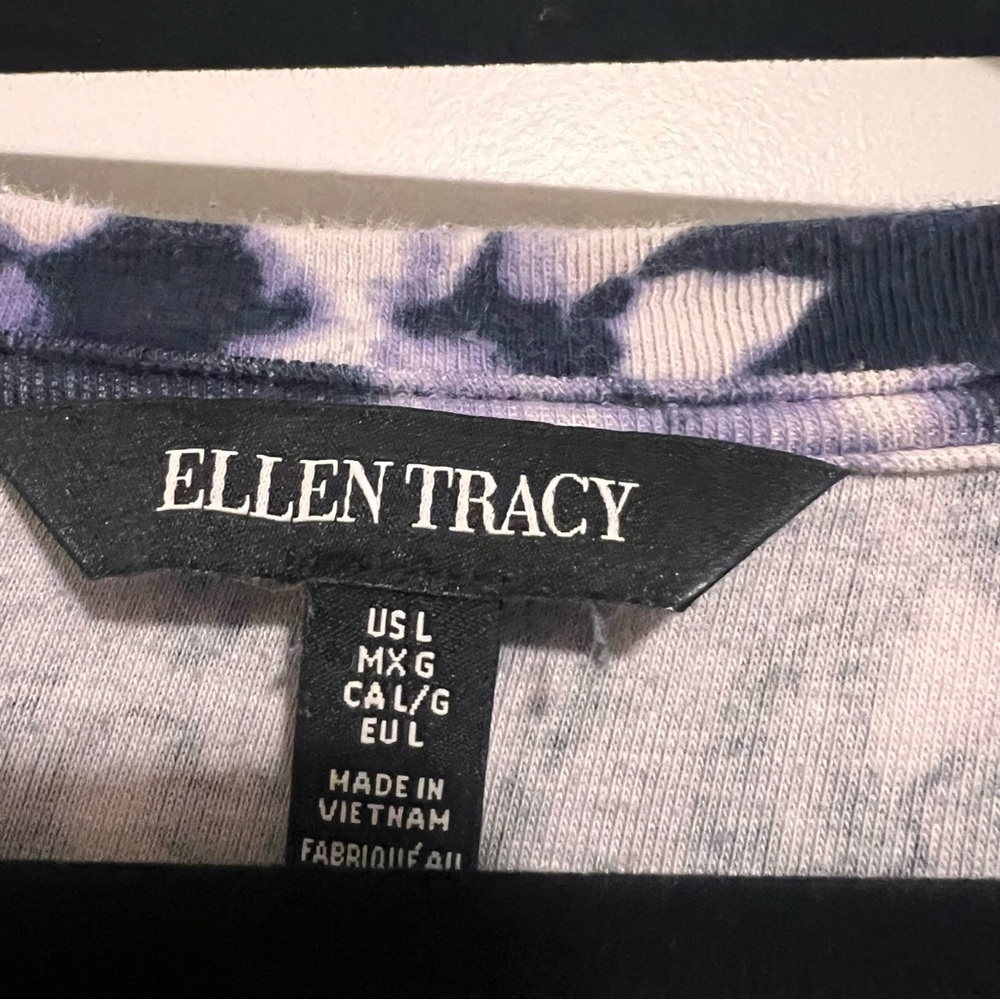 Ellen Tracy Indigo Tie-Dye Crew Neck Dress - Picture 3 of 4